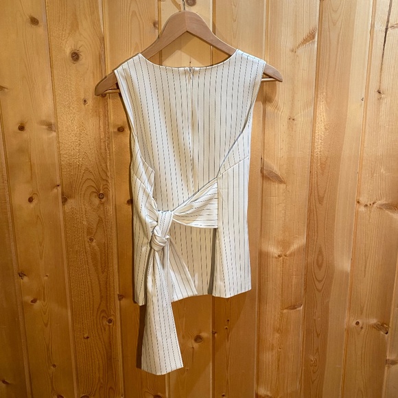 Jenn White Stripped Tank with Tie on Back - Picture 2 of 3